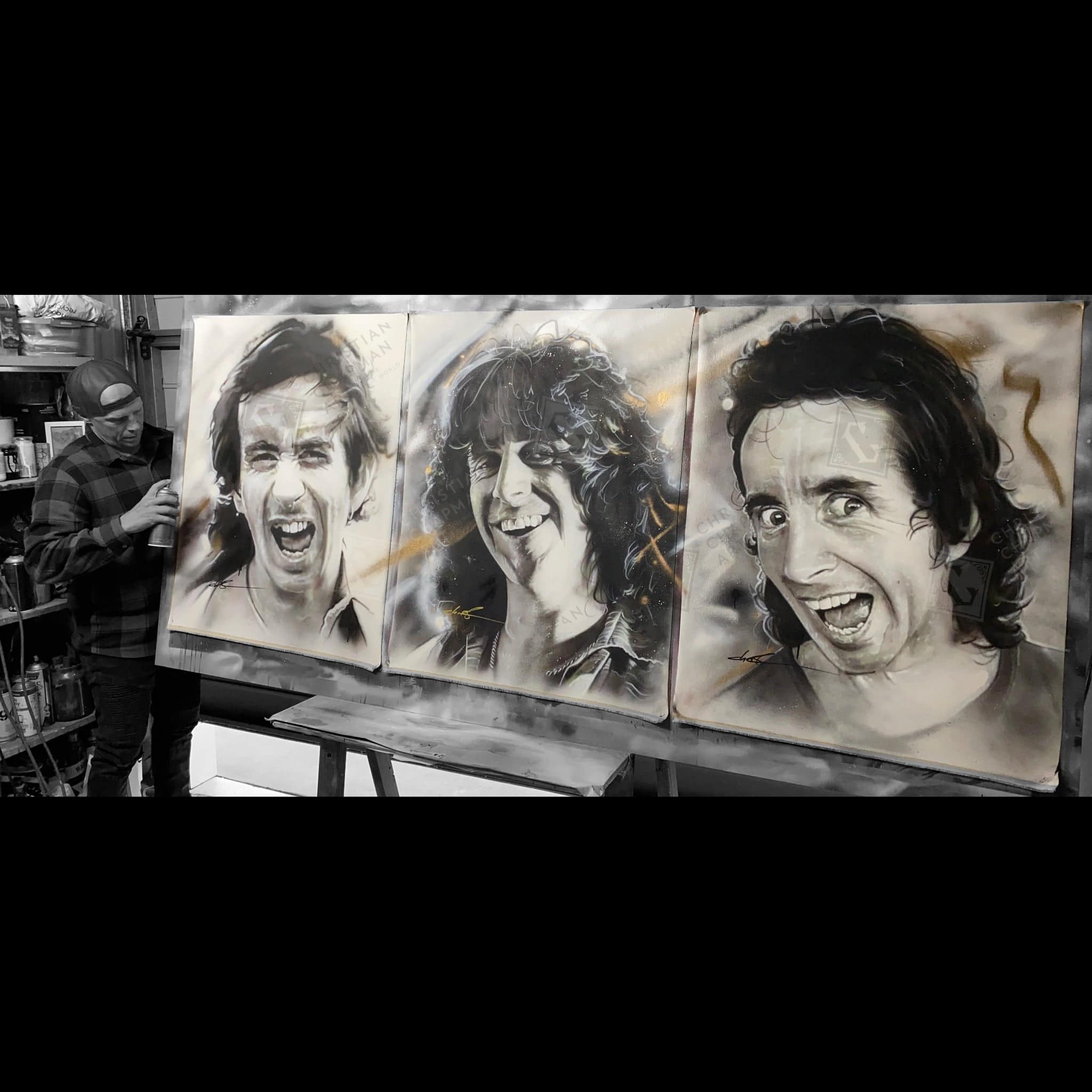 'AC/DC Bon Scott Triptych' – Christian Chapman Art