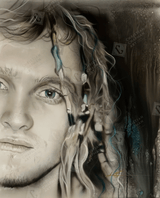 'Layne in Sepia & Turquoise # 2'